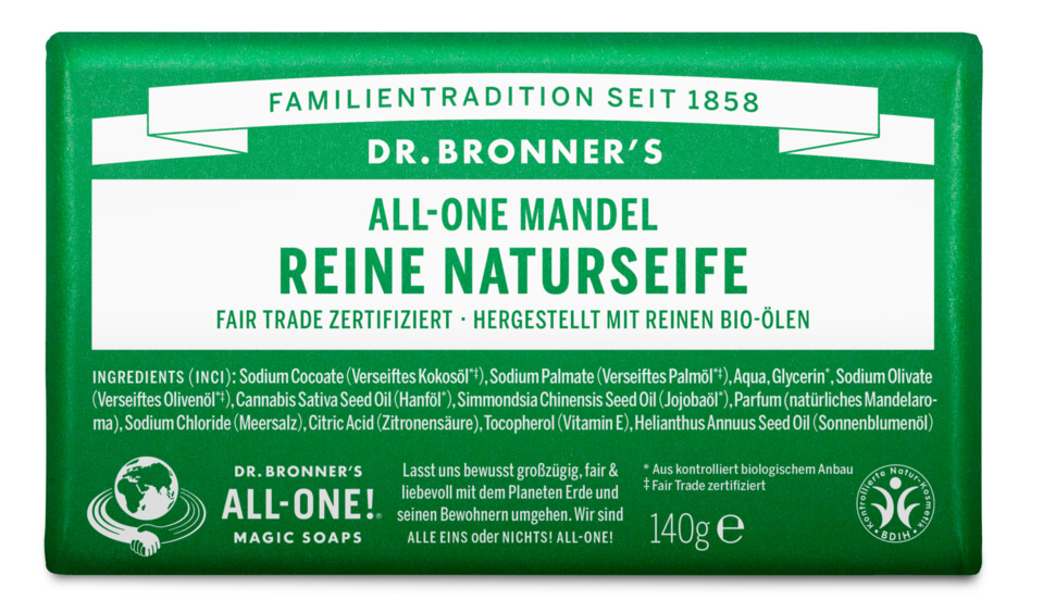 Savons naturels traitants chez Dr.Bronner's Suisse. Des savons naturels et végétaliens.
