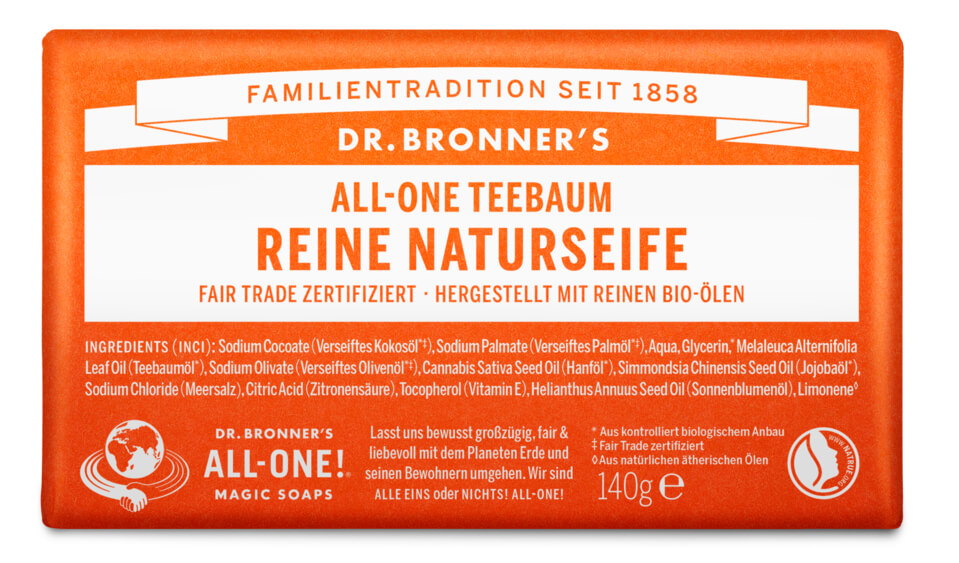 Savon All-In-One de Dr.Bronner's, des barres de savon naturelles sans produits chimiques. Dr.Bronner's Suisse.